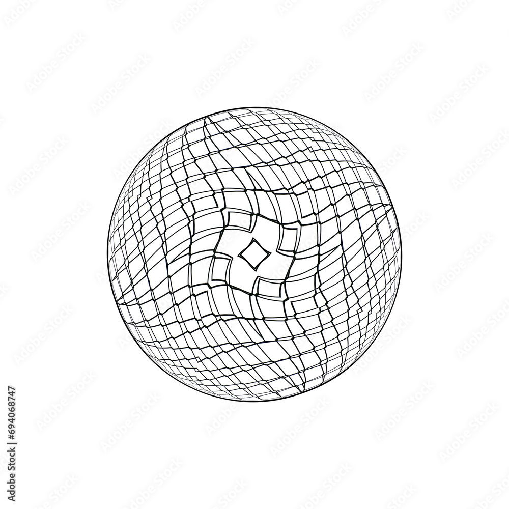 rosette with an abstract complex line pattern and a six-pointed star in the center spirally deformed, modern graphic design, 3d
