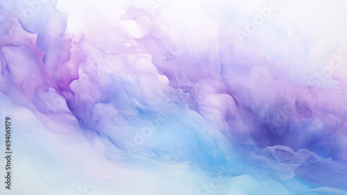 Purple and blue abstract smoke in pastel shades in motion on light elegant background. Intertwining colors and subtle flow, A feeling of tenderness, calmness, relaxation, Horizontal banner