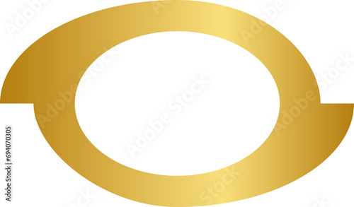 Golden Shape Y2K Element. Retro futuristic shape.