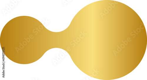 Gold Fluid Blob Y2K Element. Retro futuristic shape.