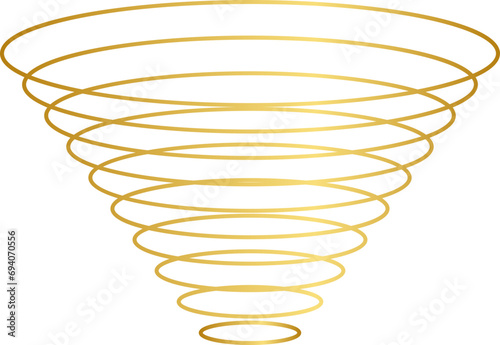 Gold Spiral Y2K Element. Retro futuristic shape.