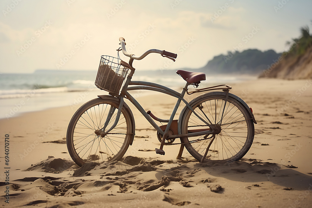 Fototapeta premium bike on the beach