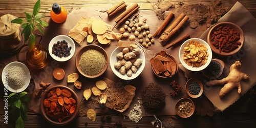 Assortment of Traditional Chinese Herbs photo