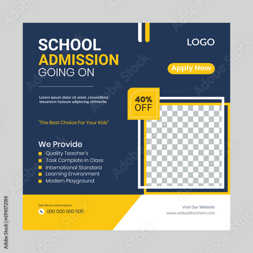 Social Media Ad Template Design for School Admissions