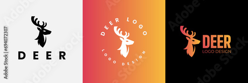 Deer logo design, Deer head inside squarelogo design template, Deer head logo icon,Deer hunter with square logo design, Wild animal vector, Head deer illustration