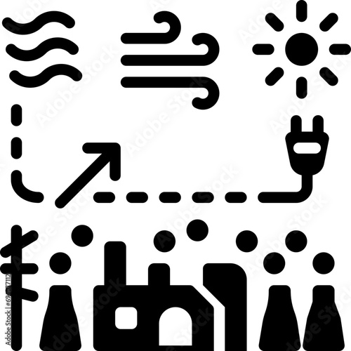 phase out coal power plant Glyph style icons photo