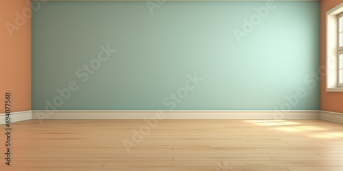 blank clean empty room with natural light from window with hardwood floor, interior design, idea for mockup background, shadow play, Generative Ai