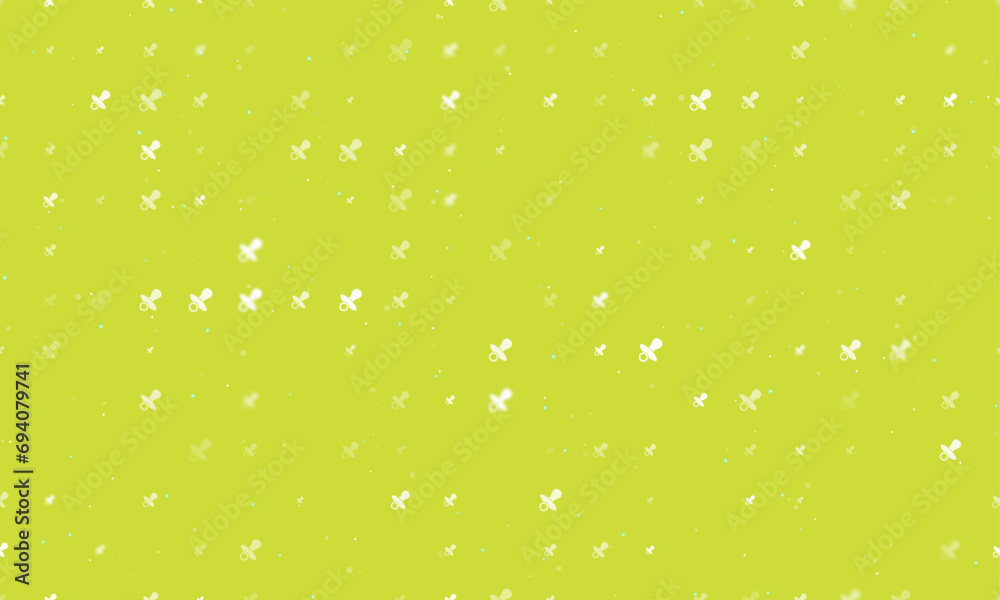 Seamless background pattern of evenly spaced white nipple symbols of different sizes and opacity. Vector illustration on lime background with stars Seamless background pattern of evenly spaced white nipple symbols of different sizes and opacity. Vector illustration on lime background with stars