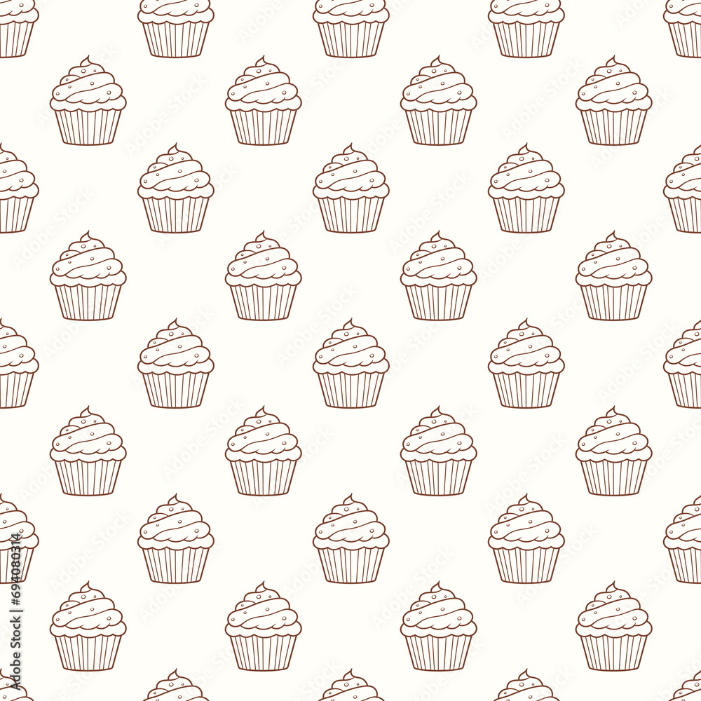 Cute cupcakes with cream seamless pattern background. Cute cupcakes with cream seamless pattern background.