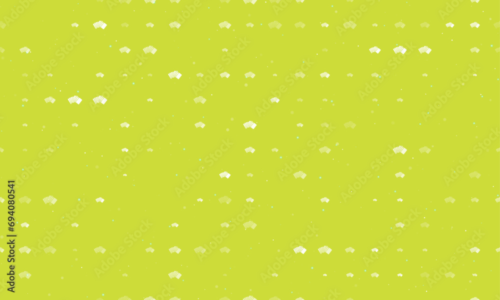 Seamless background pattern of evenly spaced white playing cards symbols of different sizes and opacity. Vector illustration on lime background with stars Seamless background pattern of evenly spaced white playing cards symbols of different sizes and opacity. Vector illustration on lime background with stars