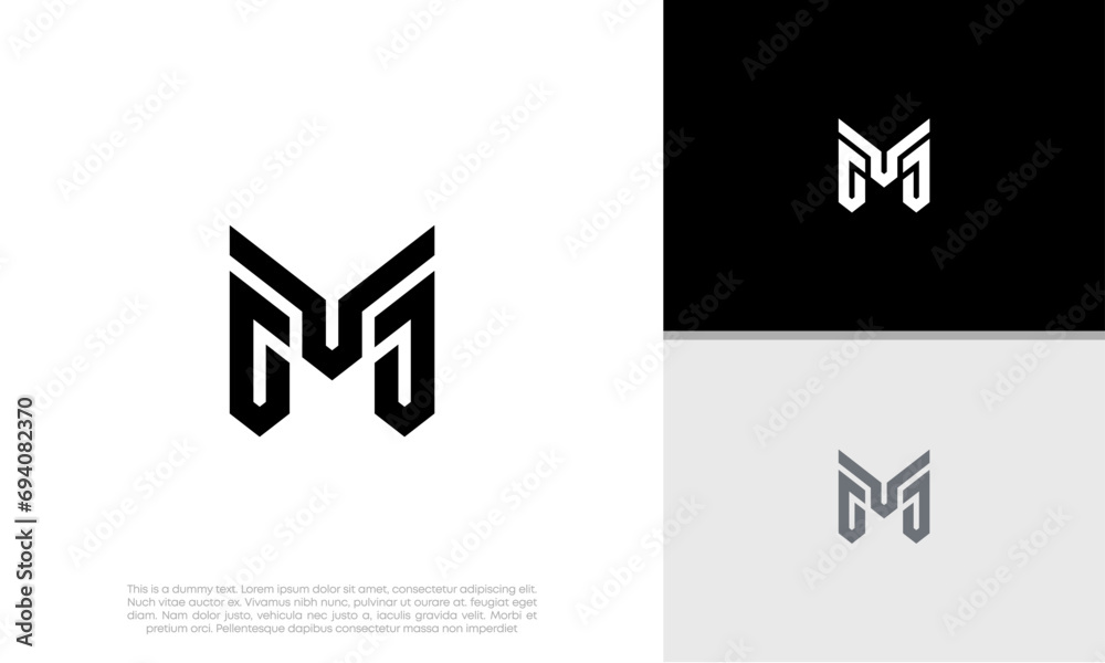 Initials M logo design. Initial Letter Logo. Initials M logo design. Initial Letter Logo.