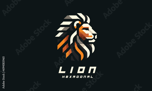 Flat minimal lion geometric logo design 