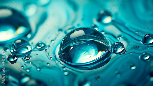 Pureza Elemental: Macro de Gotas de Agua sobre Superficie Reflectante photo