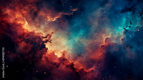 Majestuosidad Cósmica - Nebulosa Abstracta en Colores Contrastantes cosmos © Carmen
