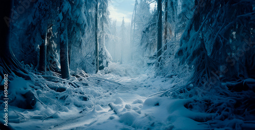 Bosque invernal - Arboles nevados paisaje invernal photo