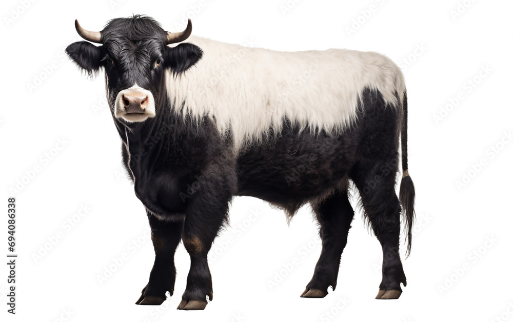 Distinctive Black Belt Elegance Cattle Isolated on Transparent Background PNG.