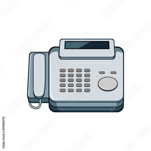 symbol fax machine cartoon. print web, document paper, telephone business symbol fax machine sign. isolated symbol vector illustration