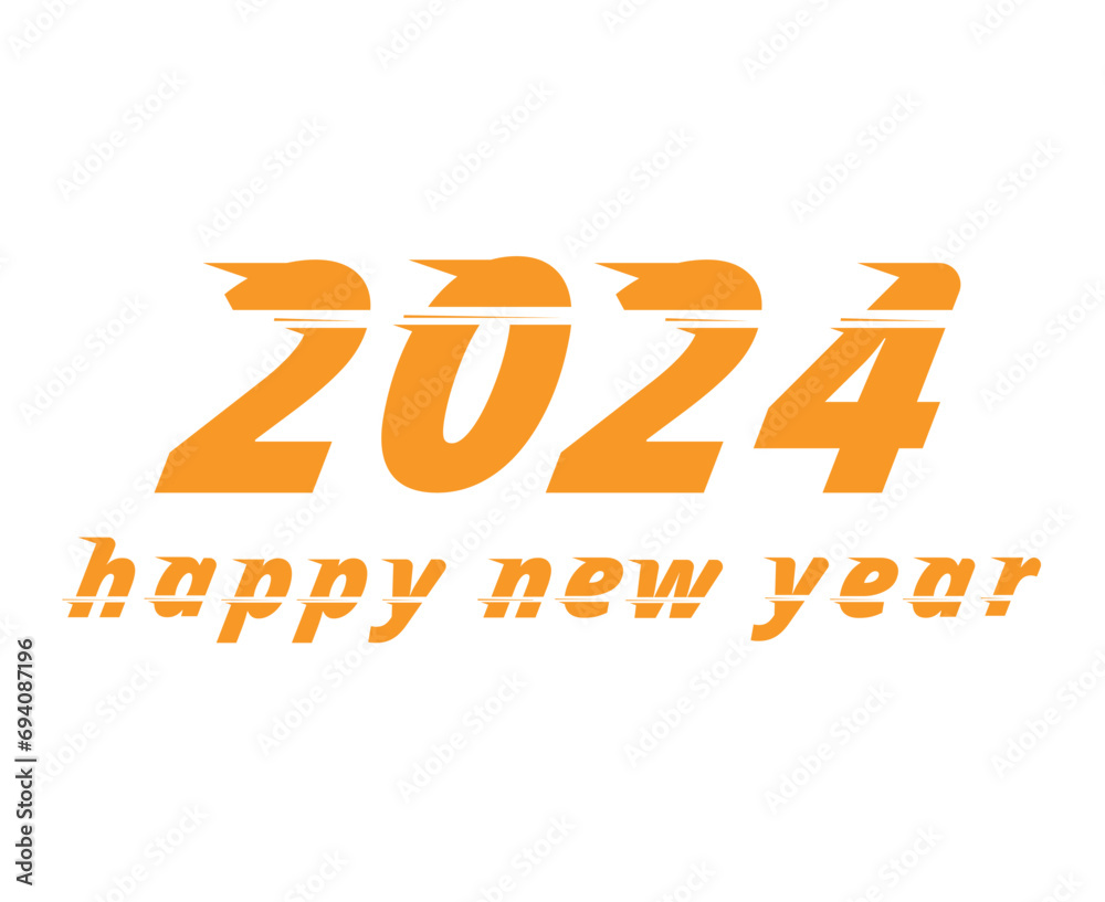 Happy New Year 2024 Abstract Orange Graphic Design Vector Logo Symbol Illustration