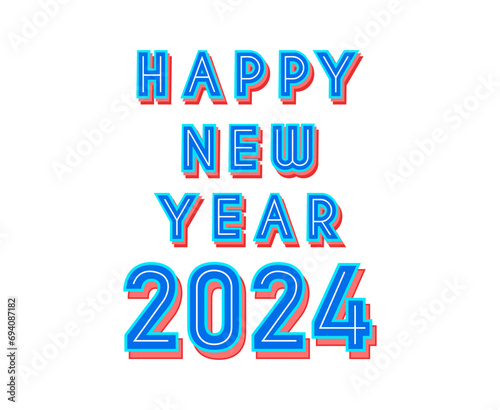 Happy New Year 2024 Abstract Blue And Pink Graphic Design Vector Logo Symbol Illustration
