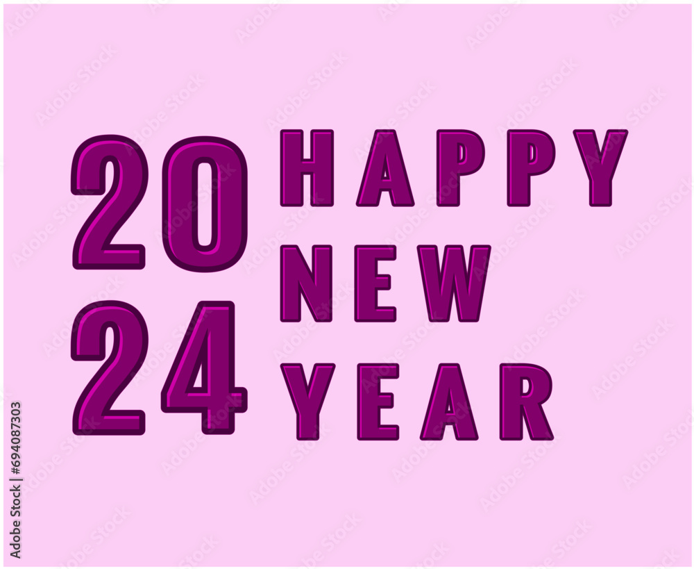 Fototapeta premium Happy New Year 2024 Abstract Purple Graphic Design Vector Logo Symbol Illustration