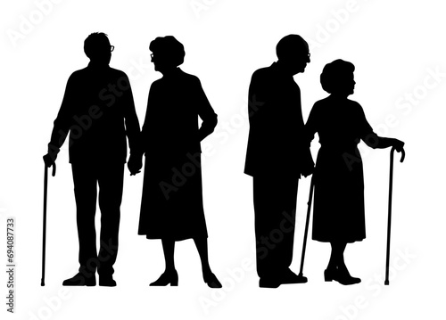 Vector illustration. Silhouette of a couple in love. Set of people.