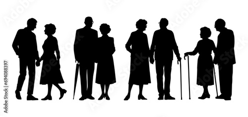 Vector illustration. Silhouette of a couple in love. Set of people.