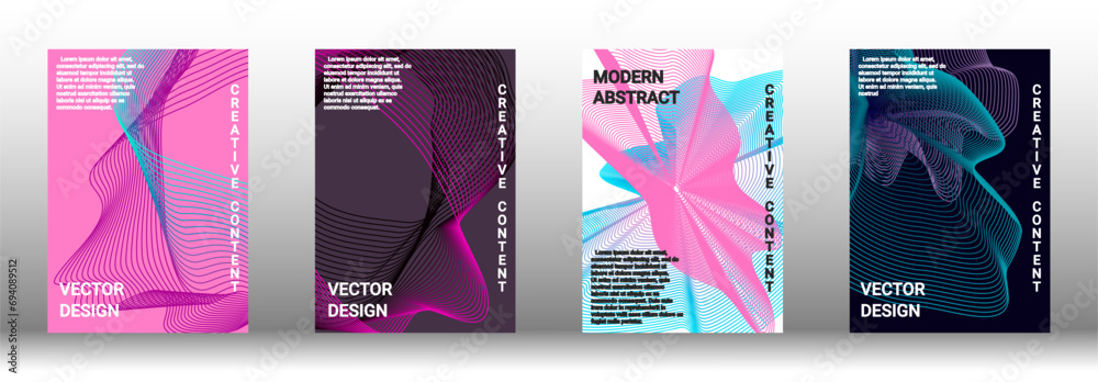 A set of modern abstract covers with abstract gradient linear waves.