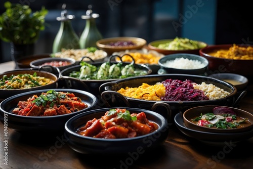 Global Cuisine - An array of dishes from various cultures presented on a communal table - AI Generated © Arthur