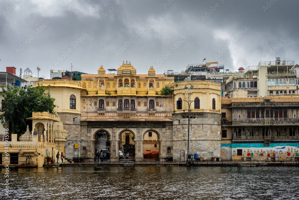 Panoramic Cityscape view at Lake Pichola in Udaipur Rajasthan India