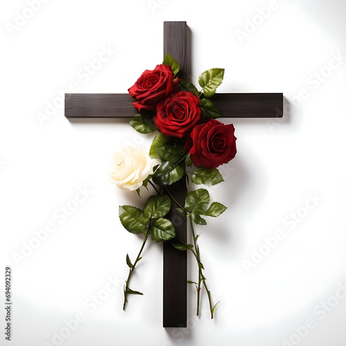 Ein schöner Hintergrund für eine Trauerkarte mit Kreuz und Rosen