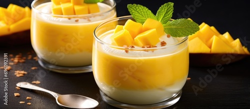 Mango sago dessert, closer view. photo