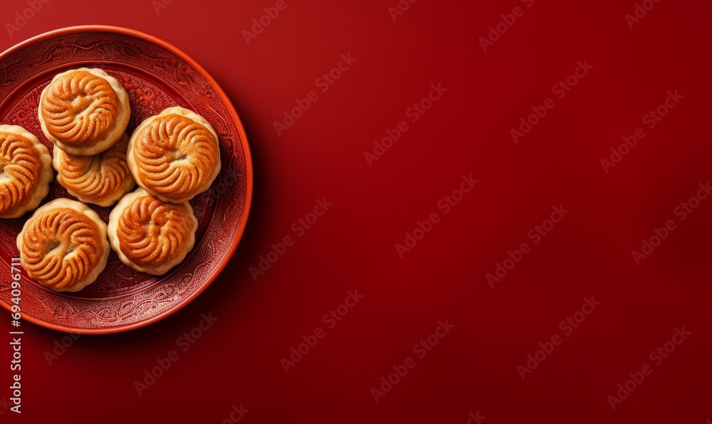 Traditional Chinese moon cake. Mid-Autumn festival celebration background