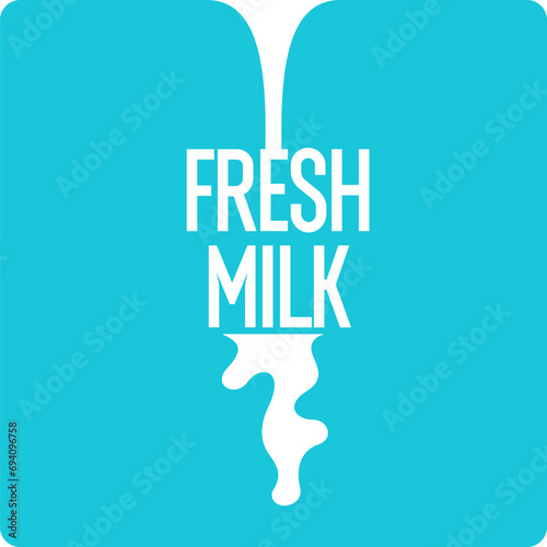 Modern label milk on a background. Vector illustration in flat minimalistic style.