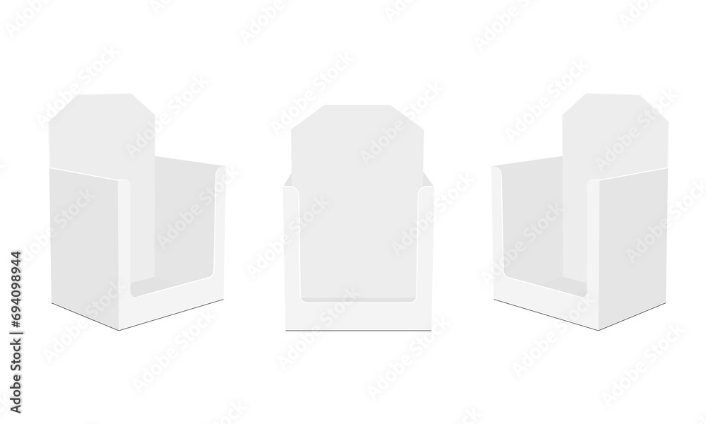 Blank POS DIsplay Boxes, Front And Side View, Isolated. Vector Illustration Blank POS DIsplay Boxes, Front And Side View, Isolated. Vector Illustration