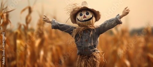 Handmade Halloween scarecrow. photo