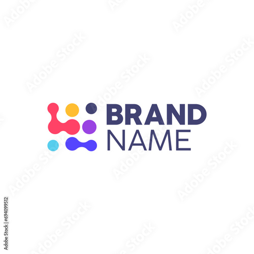 Metaball template logo design vector. Biotechnology molecule atom dna chip symbol