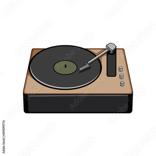 turntable vinyl player cartoon. retro dj, gramophone old, vintage song turntable vinyl player sign. isolated symbol vector illustration
