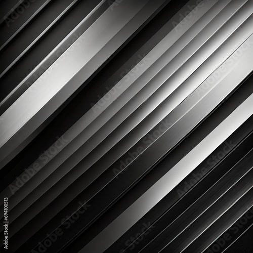 Black white dark gray abstract modern background. Geometric shape. Diagonal line stripe angle 3d. Gradient. Matte brushed metal steel metallic effect