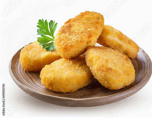 Chicken nuggets isolated on white background with clipping path