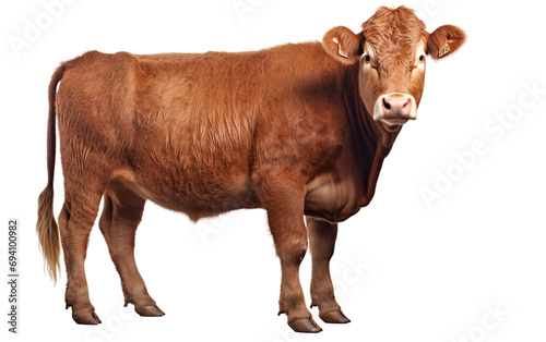 Distinctive Red Beauty Cattle Isolated on Transparent Background PNG.
