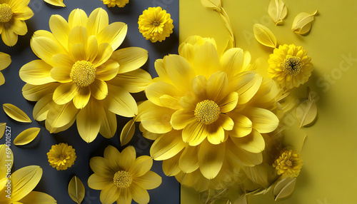 floral romantic card  yellow flowers on a two-color background pattern