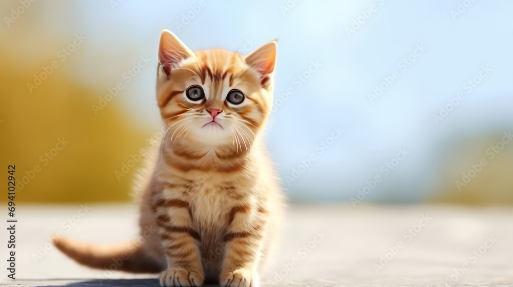 Obraz premium Cute kitten on a light background 