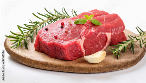 Raw beef meat on white background