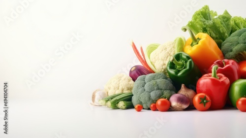 Bright and tasty vegetables on a light background with space for text. Healthy lifestyle concept