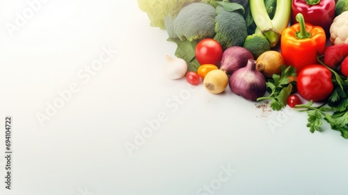 Bright and tasty vegetables on a light background with space for text. Healthy lifestyle concept