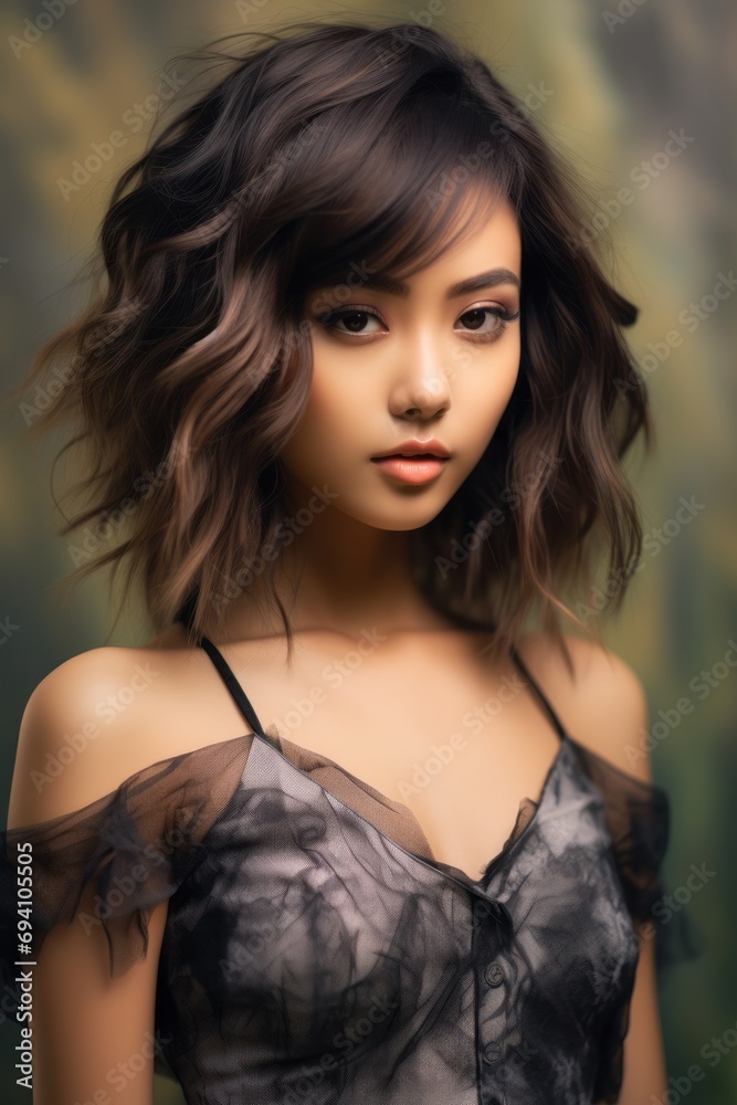 Naklejka premium Beautiful Woman in Grunge Dress