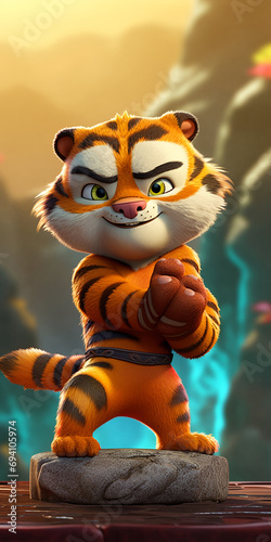 A kung fu tiger mascot, Generative AI illustrations