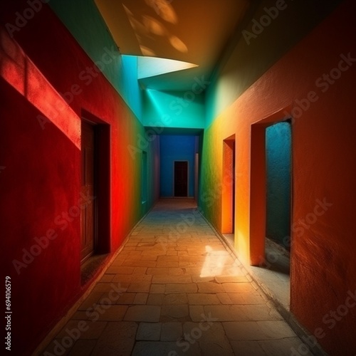 Chromatic photography  vivid hues  saturated colors  striking composition  harmonious balance  lively atmosphere  direct sunlight