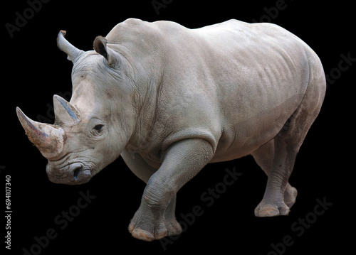 The white rhinoceros or square-lipped rhinoceros is the largest extant species of rhinoceros. It has a wide mouth used for grazing and is the most social of all rhino species