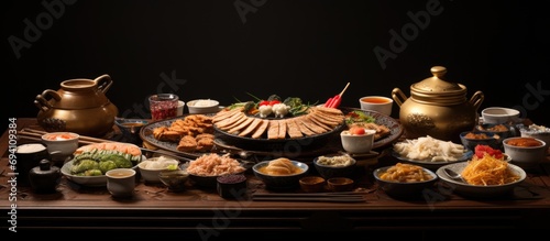 Traditional table for Korea's first birthday celebration.